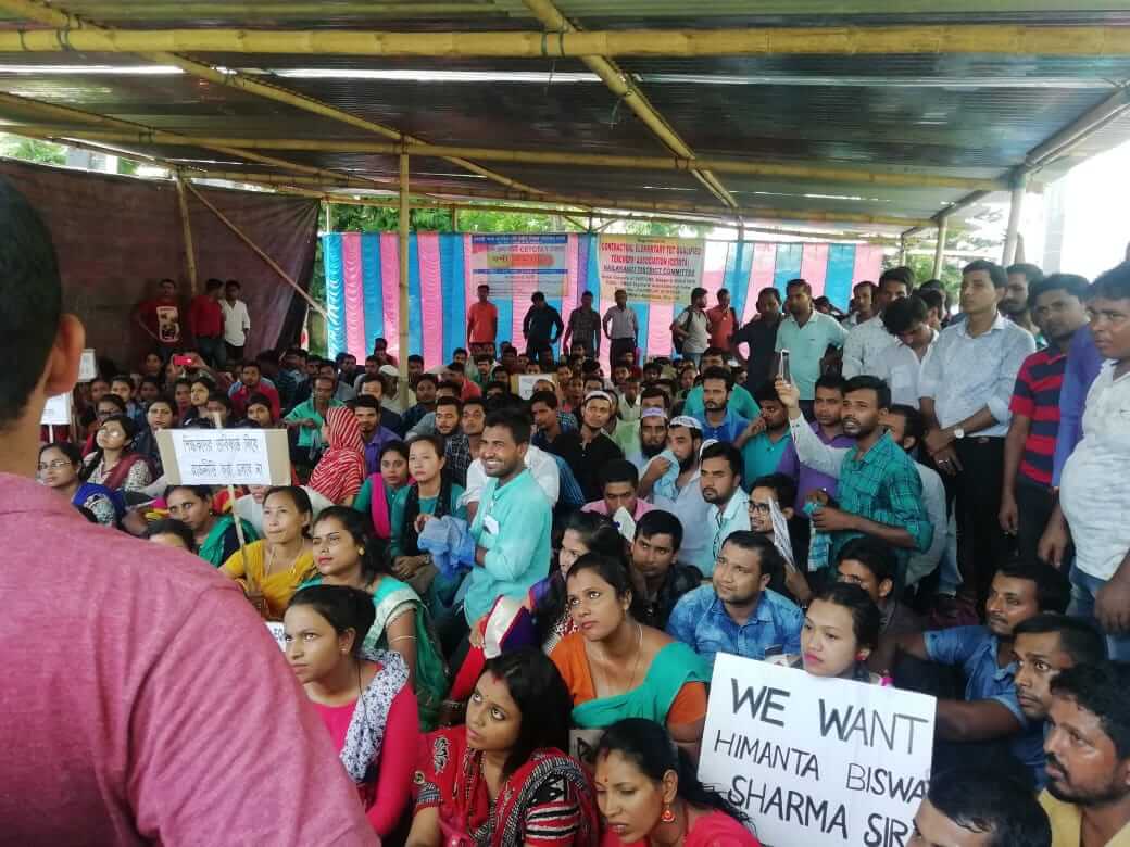 Assam instructors protest towards 
